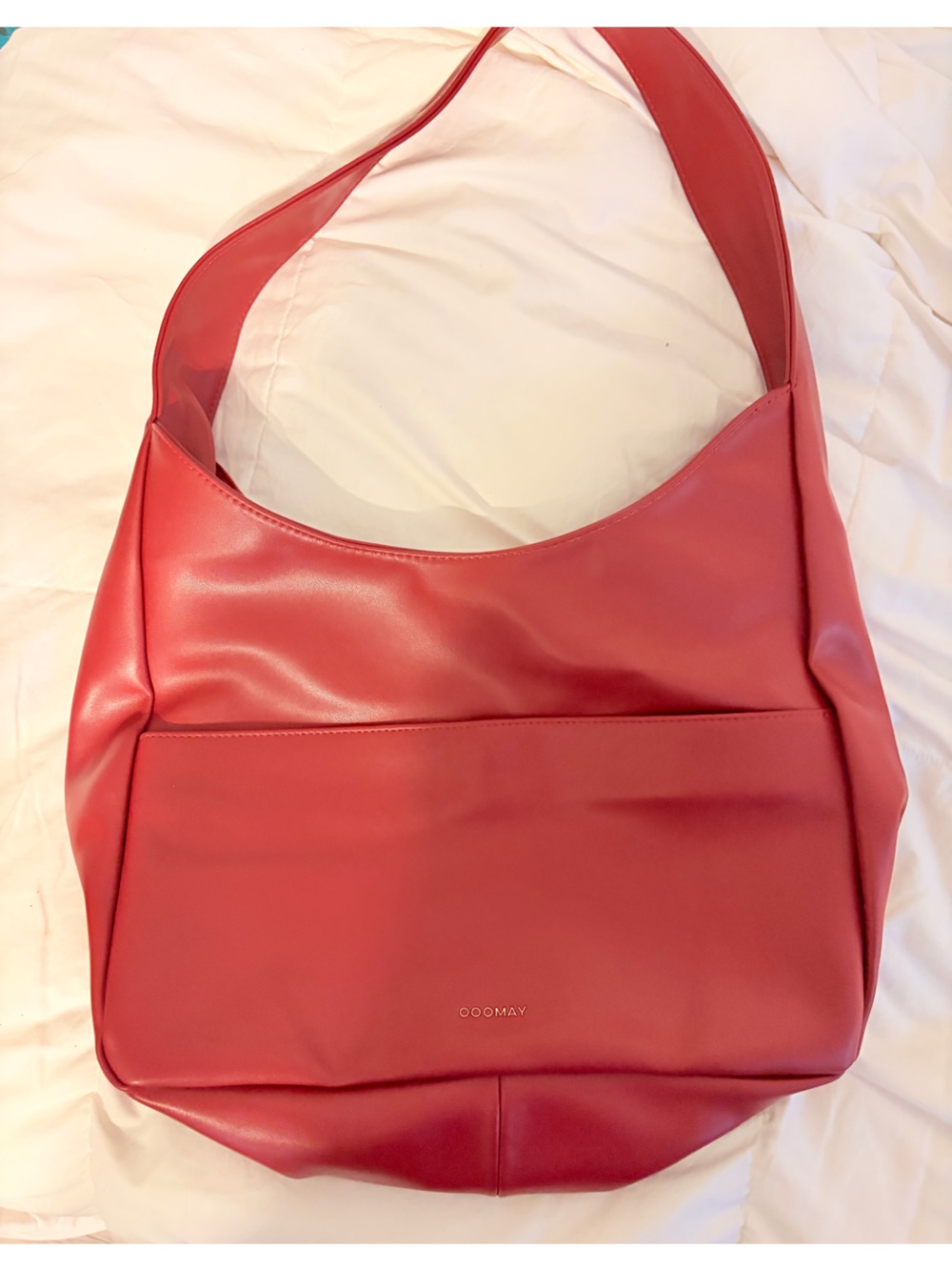 Sleek Red Vegan Leather Tote